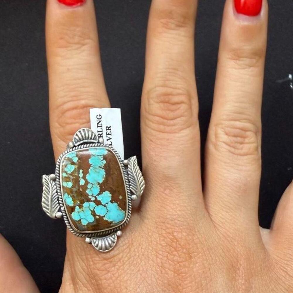 Sterling silver number 8 turquoise ring. Adjustable